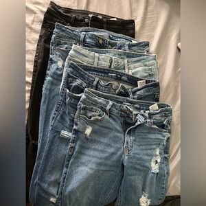5 pairs of old navy super skinny rockstar ripped jeans, size 8